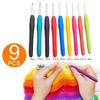 9pcs Knitting Tool Sweater Needle TPR Soft Handle Aluminum Crochet Color Handle Sweater DIY Craft Scarf Sewing Needles Knitting