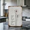 Living Room Dandelion Sign Metal Wall Decoration Vintage Rusty Wish Theme Decor Art Indoor Outdoor Home Office Decorative
