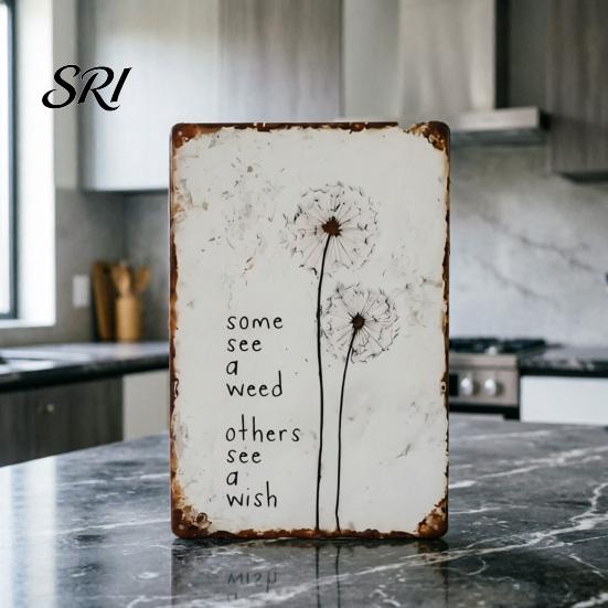 Living Room Dandelion Sign Metal Wall Decoration Vintage Rusty Wish Theme Decor Art Indoor Outdoor Home Office Decorative