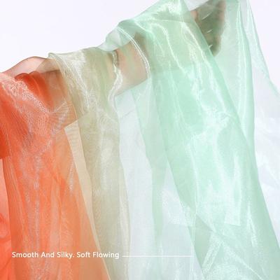 1 Yard/Width 140cm Organza Fabric Colorful Gradient Transparent Texture Voile Gauze Mesh Fabric Transition Color
