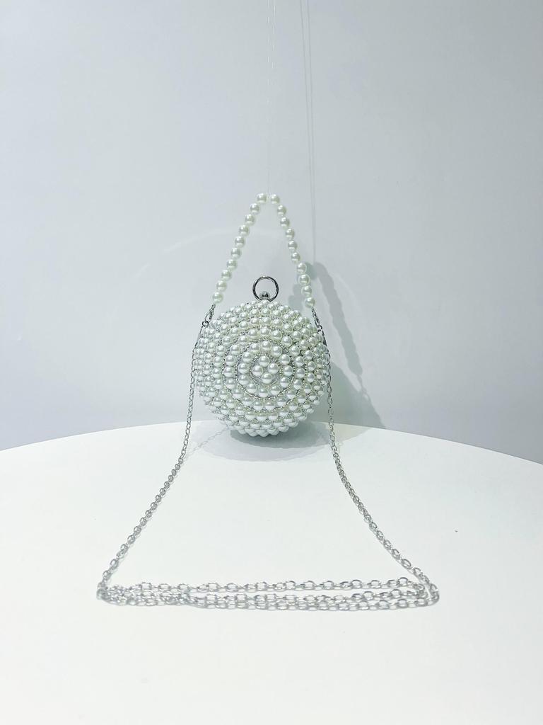 Pearl Rhinestone Spherical Evening Handbag