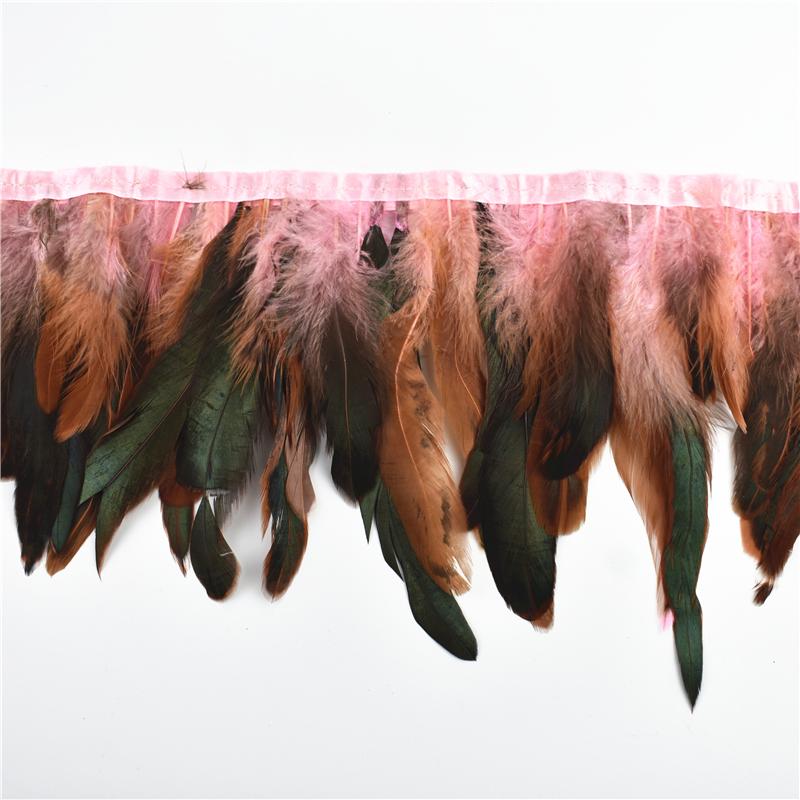 10Meter Rooster Feathers Fringe Trim On Tape Chicken Cock Pheasant Feather for Clothes Ribbon Sewing Flecos Decoration