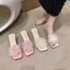 2025 Fairy Slippers, Beautiful Summer Sandals, Crystal New Versatile High Heels, Fashionable One-word Cool Slippers
