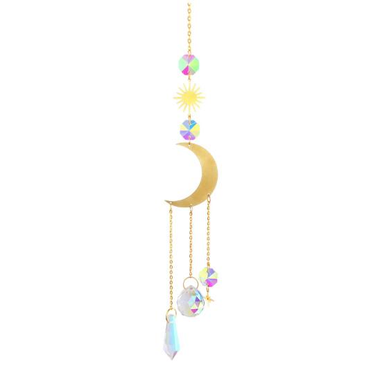 Faux Crystal Suncatcher Hanging Decoration Indoor Outdoor Garden Sun Moon Star Prism Wind Chime Ornament Rainbow Maker Pendant