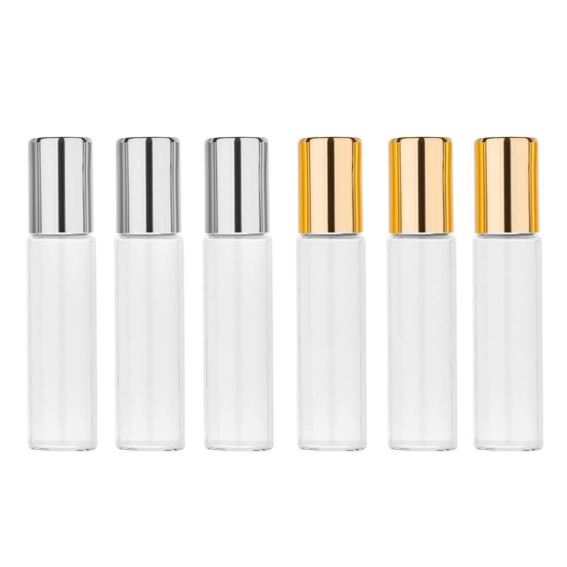3/6/9ml Empty Glass Perfume Bottle Stainless Steel Roller Ball DIY Portable Travel Essential Bottle
