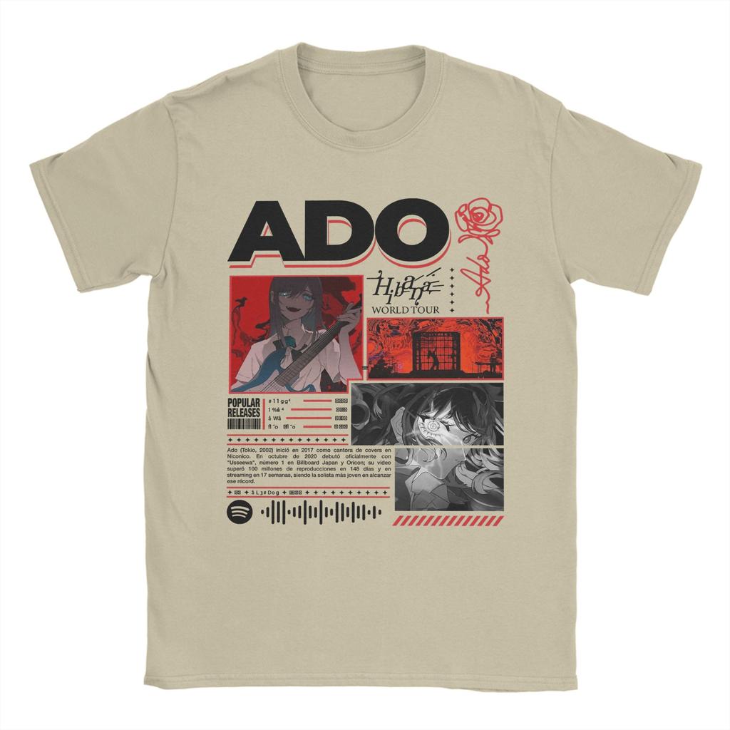 Męska koszulka ADO WORLD TOUR 100% bawełna Odzież Zabawna z krótkim rękawem z okrągłym dekoltem Koszulka Unikalne T-shirty