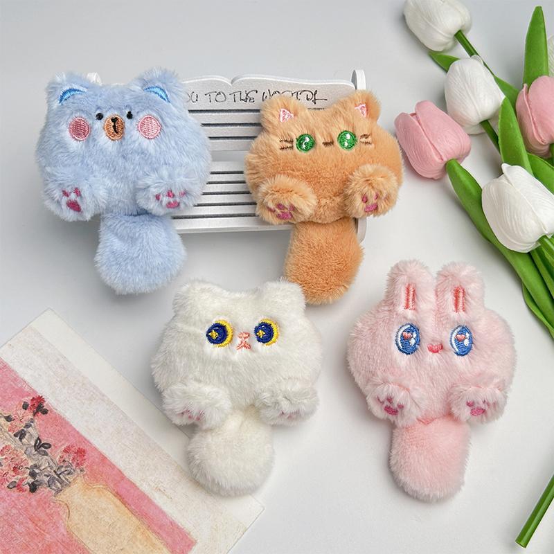 Cartoon Squeaky Big Tail Cat Rabbit Little Bear Plush Doll Toy Pendant Backpack Hangings Decoration Gifts