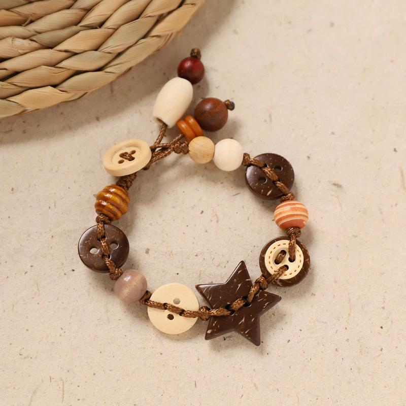 Handmade woven button bracelet, vintage men s and women s necklace bracelet, ethnic style bracelet