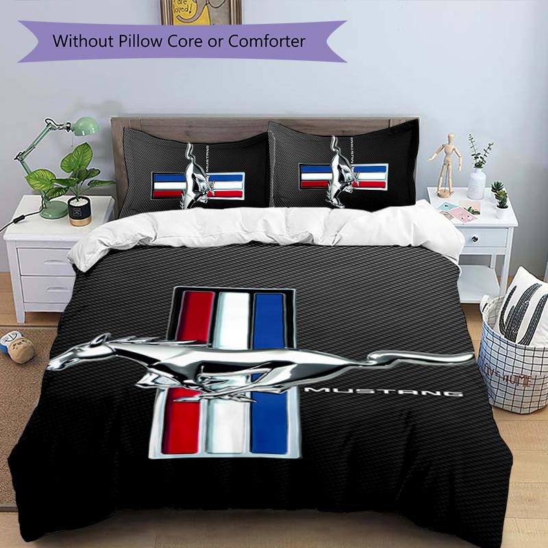Mustang 3pcs Bedding Set Duvet Cover Closure Includes 1 Duvet Cover & 2 Pillowcases for All Seasons Bedroom Home Dorm Decor