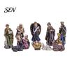 Statue del Presepe 11 Pezzi Set Natalizio, Mini Decorazione da Tavolo in Resina, Statua Sacra Famiglia Angeli Pastori Animali Statuette, Religioso Interno Casa