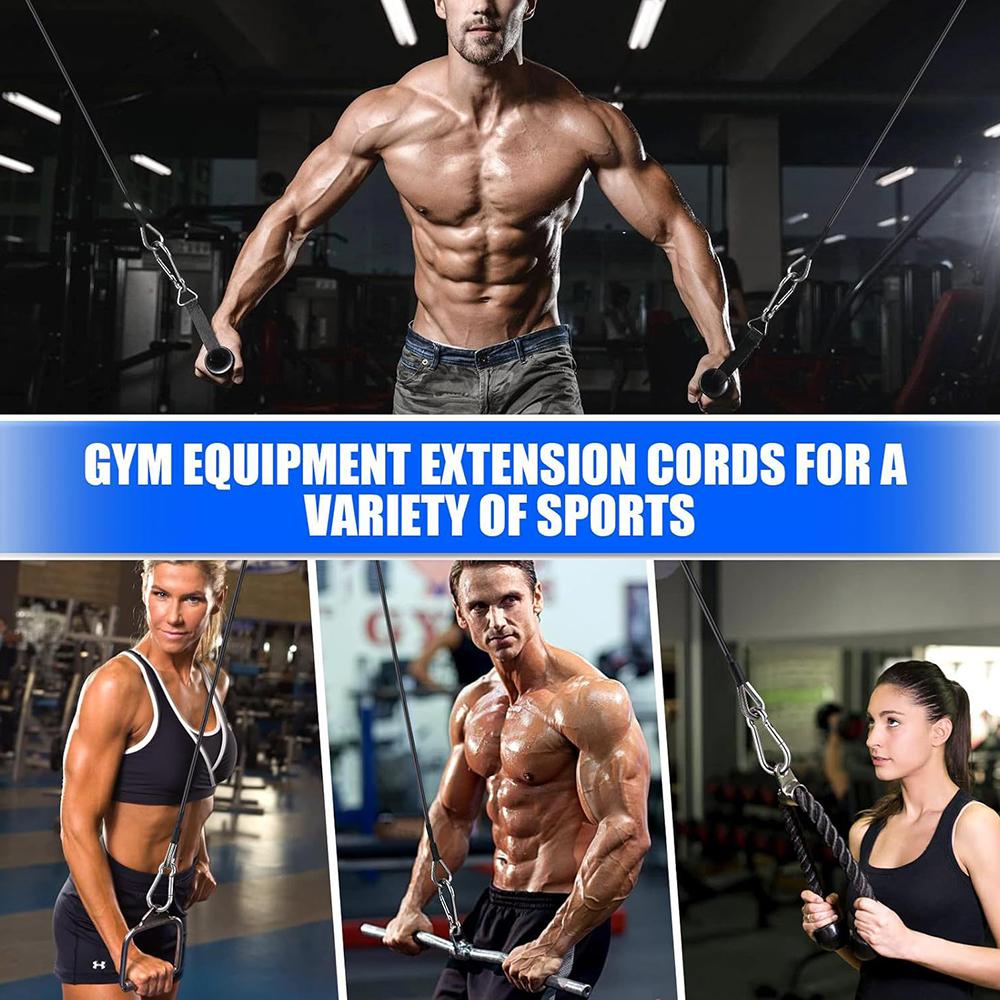 2 Pcs Black Pull Down Gym Cable Extension with 2pcs Carabiners