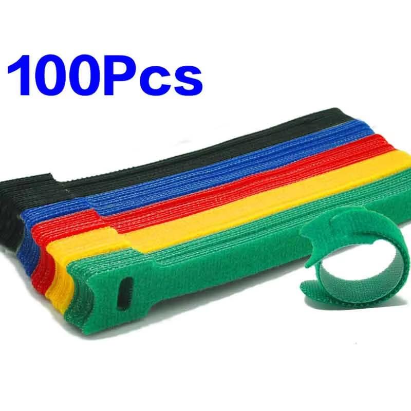 50/100PCS Detachable Cable Ties Colored Plastics Reusable Cable Ties Nylon Loop Wrap Zip Ttype Cable Tie Wire Bandage Tie