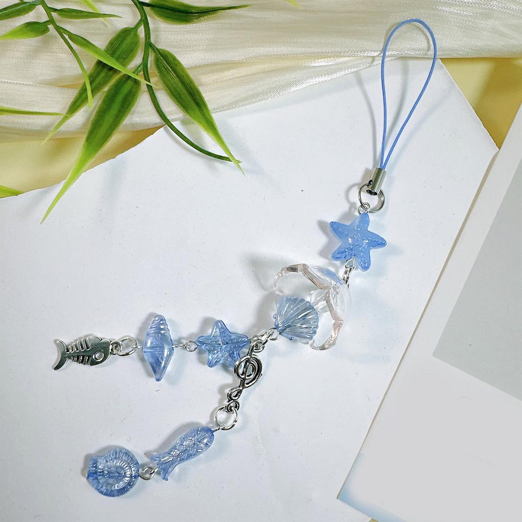 Ocean Themed Beaded Phone Charm Featuring Fish And Conch Elements Stylish Phone Lanyard For A Personalized Touch