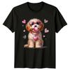 Puppy Dog Heart Sunglasses Valentines Day Animals Dogs Mens T-Shirt Womens Tee