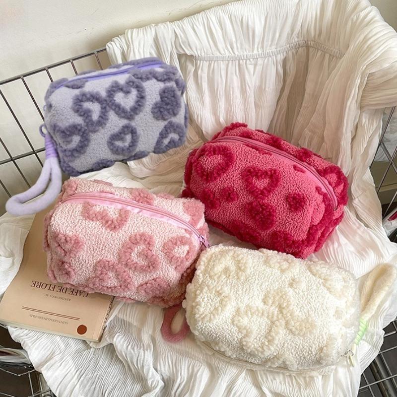 1pc Love Pack Large Capacity Travel Plush Organizer Women's Bag Makeup Toiletries Student Pencil Case