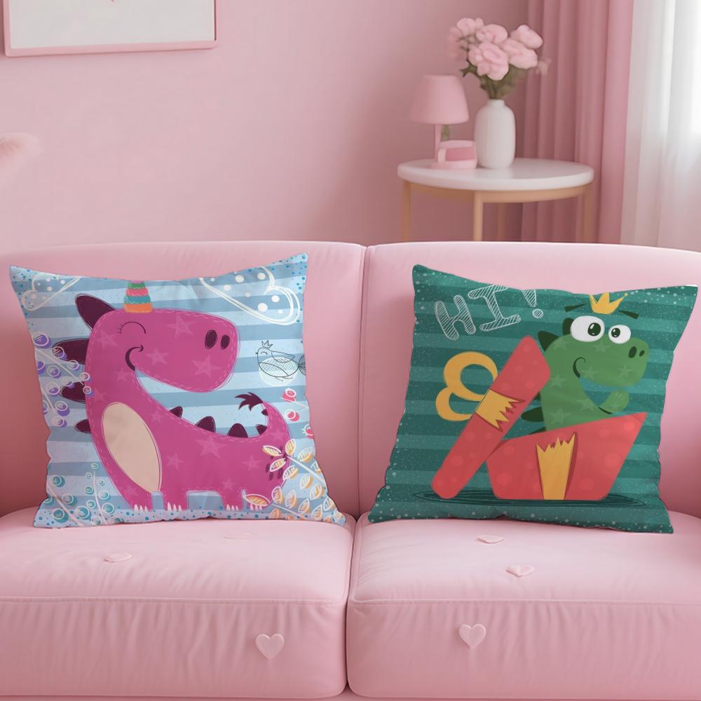 cartoon theme Cartoon Dinosaur Cushion Cover Soft & Easy-Wash Pillow Case – Versatile for Couch, Bed, Travel and Office