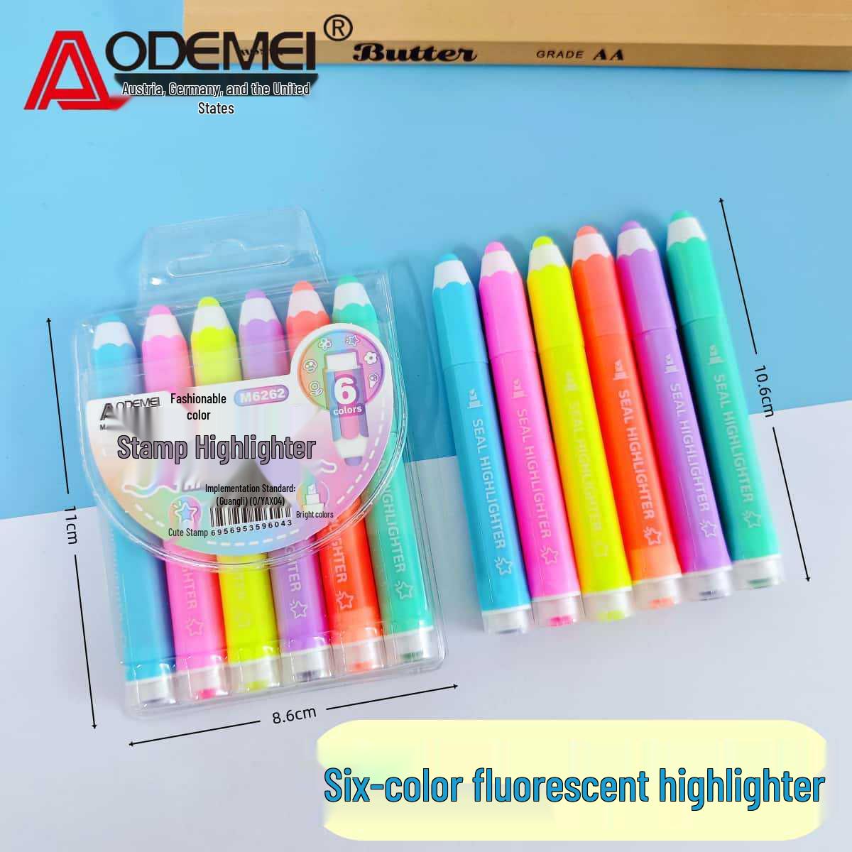6-Color Fluorescent Highlighter Pen for Student Journals DIY Projects Chisel Tip