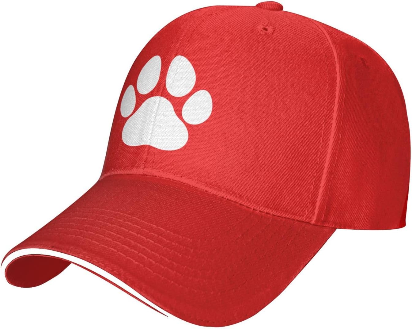 

Dog Paw Print Baseball Cap Polyester Casual Sun Protection Adjustable Baseball Hat for Unisex Adults One Size