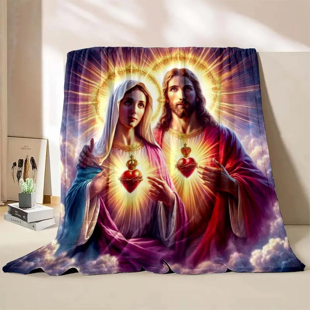 1PC God Jesus Believer Pray Printed Blanket Soft and Comfortable Home Travel Blanket Adult and Child Warm Blanket Catholic
