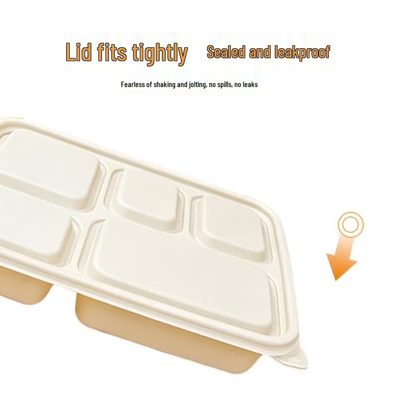 Degradable Corn Starch 5-Compartment Takeout Lunch Box (1250ml)