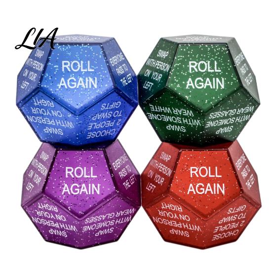 Holiday Stocking Stuffers Santa Swap Gift Exchange Dice, 12-Side Glitter Game Christmas Stuffers, Ideas Secret Party Favors Dice for