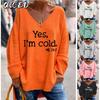 Women's Fashion Casual V-Neck Long Sleeve Blouses & Shirts