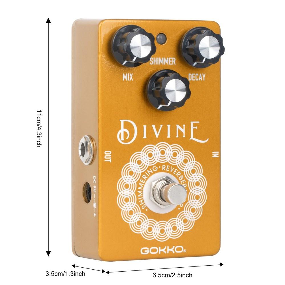 GOKKO Divine GK-46 Reverb Pedal Shimmer Effect Ambient Modulation Aluminum Alloy 9V DC Power Supply