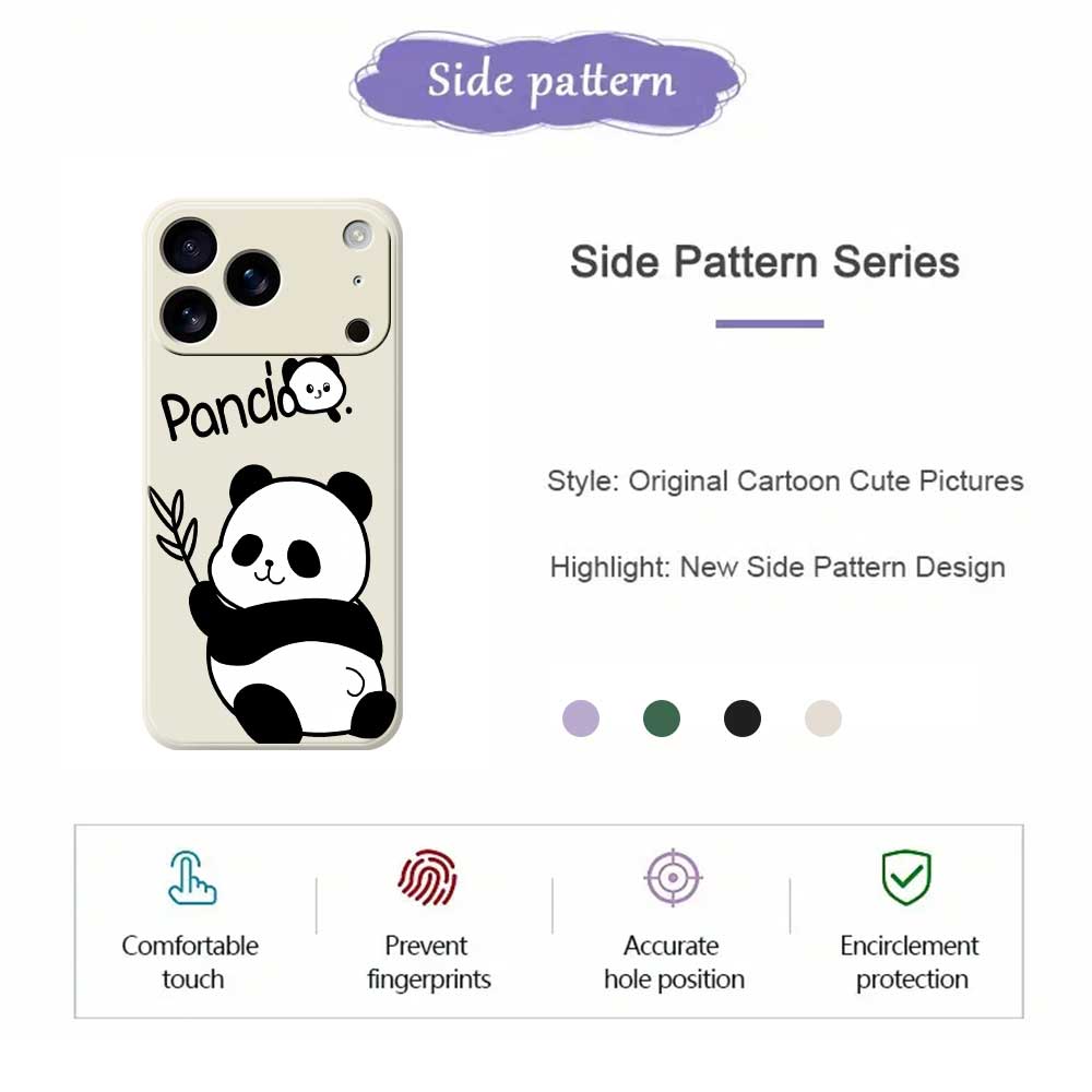 For iPhone 17 Pro Case Panda Pattern Printing Straight Edge TPU Phone Back Cover