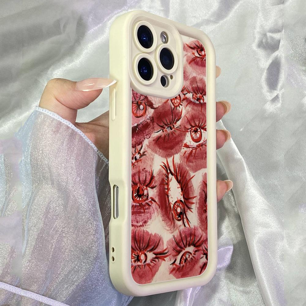 JT20 Artist Lipstick Eyeballs Fine Art Realme 14 15 Huawei P40 Honor 70 90 Infinix Tecno Itel Motorola Google All Model Angel Eyes Soft TPU Phone Case