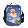 Christmas Retro Santa Claus Thermal Lunch Bags Jolly Santa Happy Holidays Resuable Lunch Container for Outdoor Bento Food Box