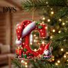 Christmas Tree Decorations 26 Pcs Letters Ornaments, A-Z Alphabet Acrylic Hanging Ornament Decoration, Personalized Initial Pendant with Santa Hat for