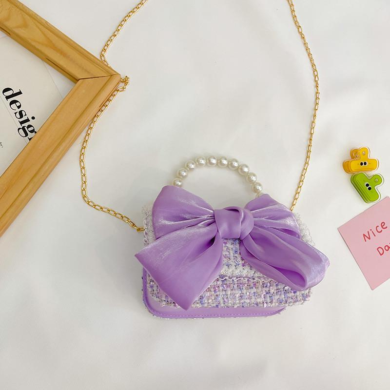 Borsa da ragazza elegante in cotone con decorazioni di perle artificiali per l'uso quotidiano