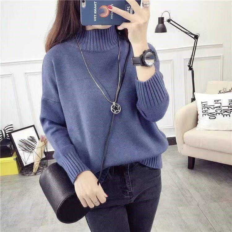 

Fashion Turtleneck Sweater Women Autumn Winter Pullover Jumper Pull Streetwear Casual Knitted Sweater M