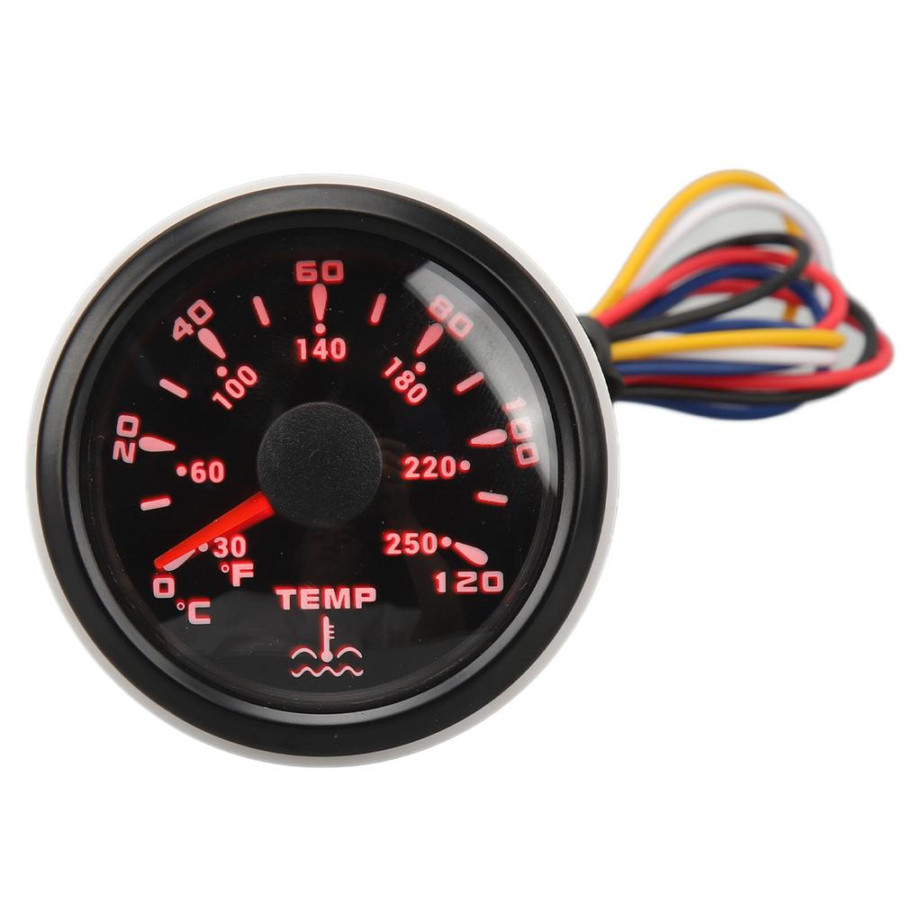 Water Temperature Gauge DC9‑32V Black Dial Bezel Celsius Fahrenheit 52MM Water Temp Gauge With Backlight for Boats