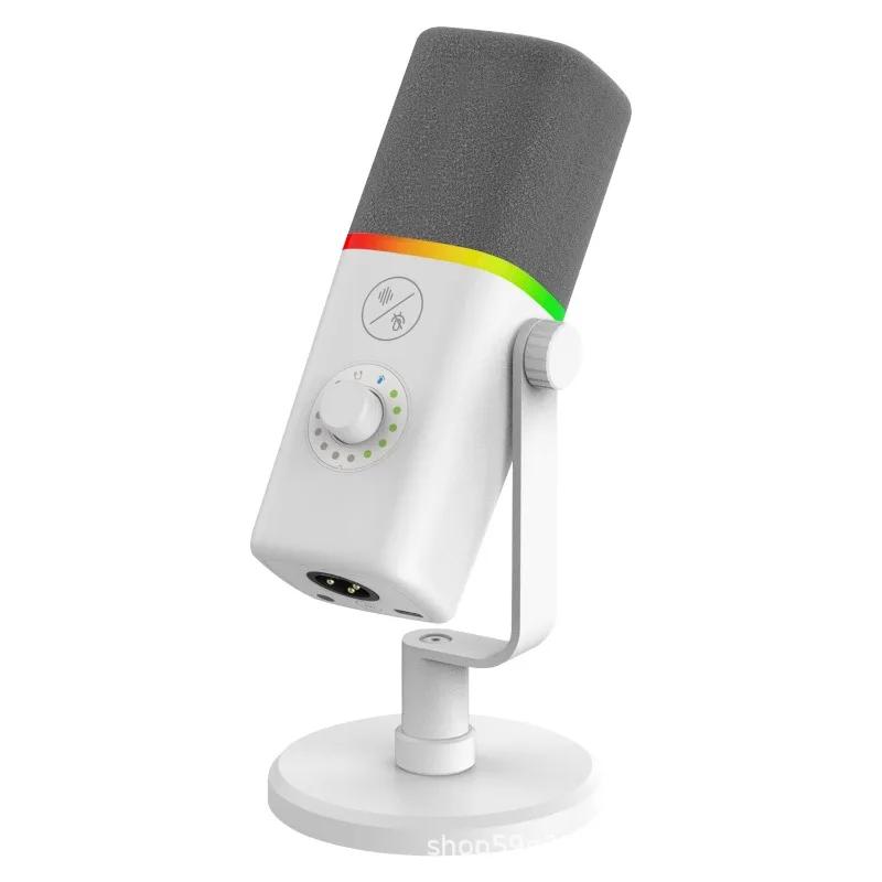 Professional Dynamic Microphone for Streaming Computer Recording Mic Noise Reduction with Pickup RGB Light High-Performance