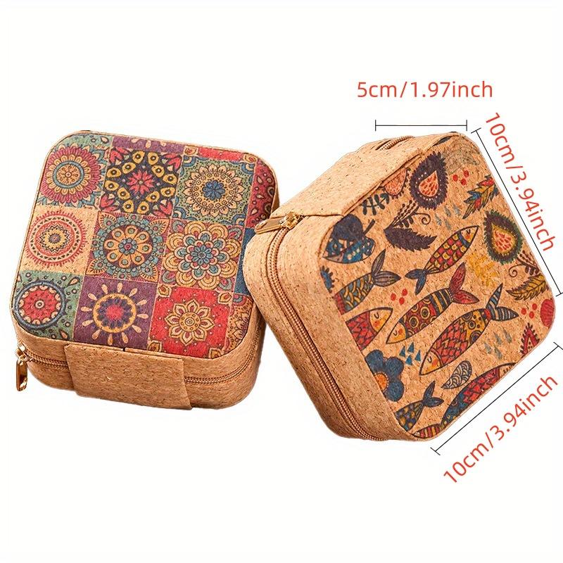 Portable Vintage European Cork Jewelry Box for Rings, Earrings, Bracelets, Necklaces with Lid - Perfect for Travel and Daily Organization