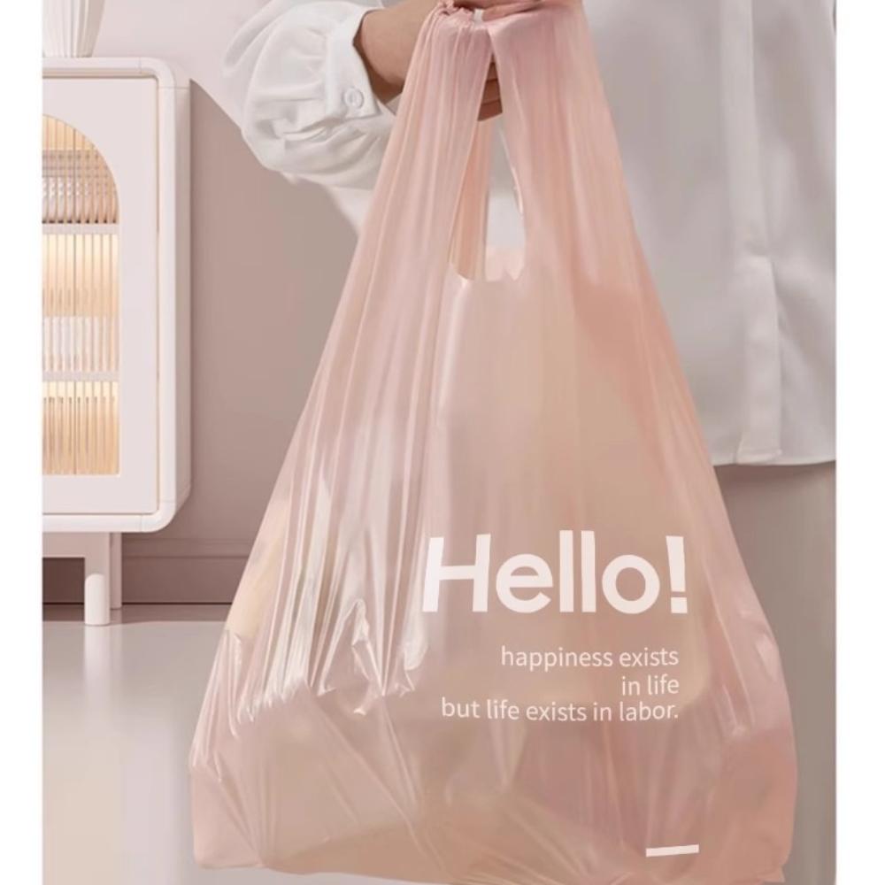 Disposable Extra-Thick Vest-Style Garbage Bags, Large Household Plastic Trash Bags with Handles for Kitchen/Bathroom/Bedroom, Heavy-Duty RQSL-BH-3962