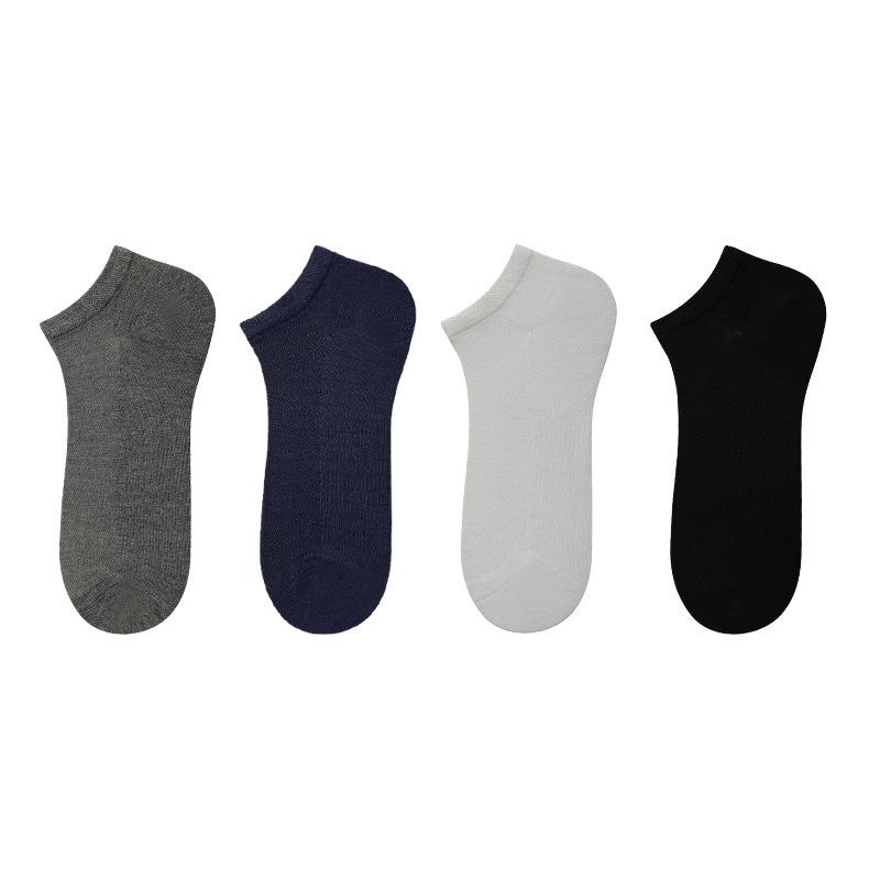 Socks Men's Summer Short Socks Thin Mesh Antibacterial Socks Anti-odour Breathable Solid Colour Shallow Mouth Bamboo Fibre Boat Socks