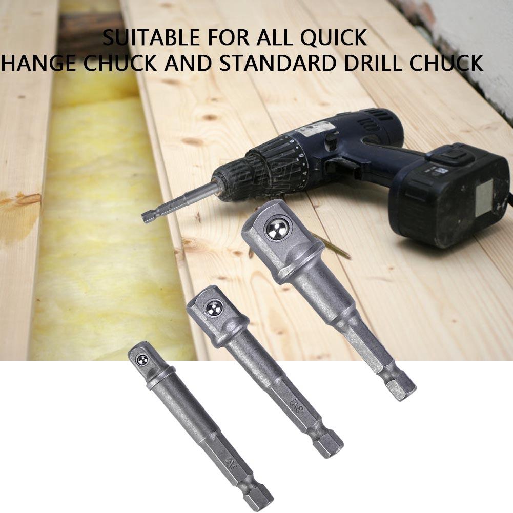 3Pcs Black Socket Adapter 1Celsius4 Hex Shank to 1Celsius4 3Celsius8 1Celsius2 Head Drill Bit Driver