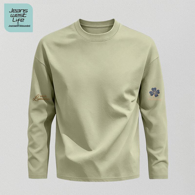 Jeanswest Life Men's Loose Fit Cotton Crewneck Long-Sleeve Tee