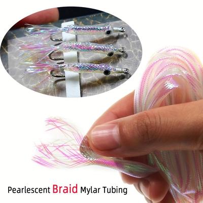 Bimoo 2M Bianco Perla Squame di Pesce Tubo Del Corpo Minnow Fly Rib Corpo Maylor Tubo Flash Tubi Intrecciati Esca Pesce Fly Tying materiali