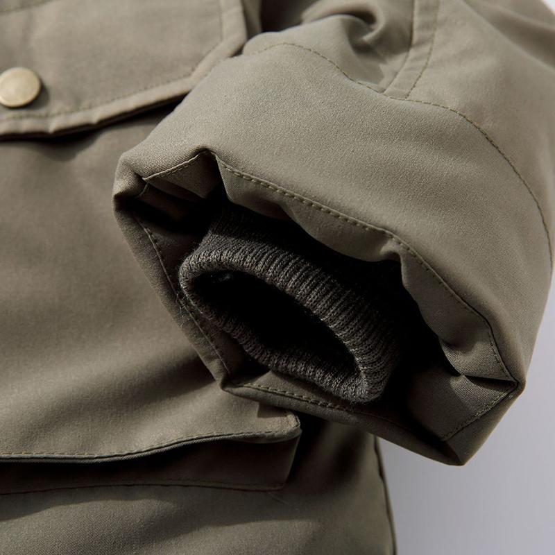 Barne Vinter Gutter Vattert Jakke Pluss Fløyel Tykk Varm Mote Hette Vattert Jakke Barne