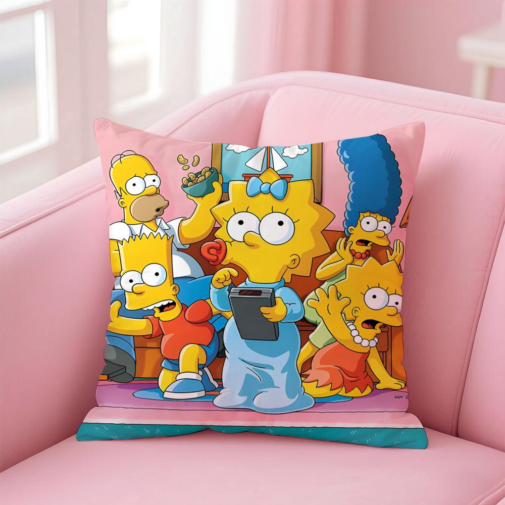 Husa de Pernă Anime S-Simpsons pentru Casă și Mașină, Multi-Scenă - Reversibilă, Moale și Durabilă pentru Utilizare Zilnică