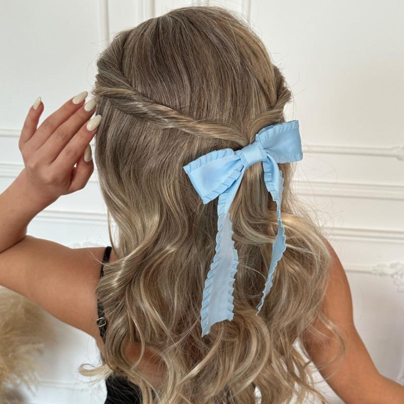 Big Bow Streamer Hairpin Jewelry Female Exaggerated Fashion Temperament Lace Ruffled Hair Accessories