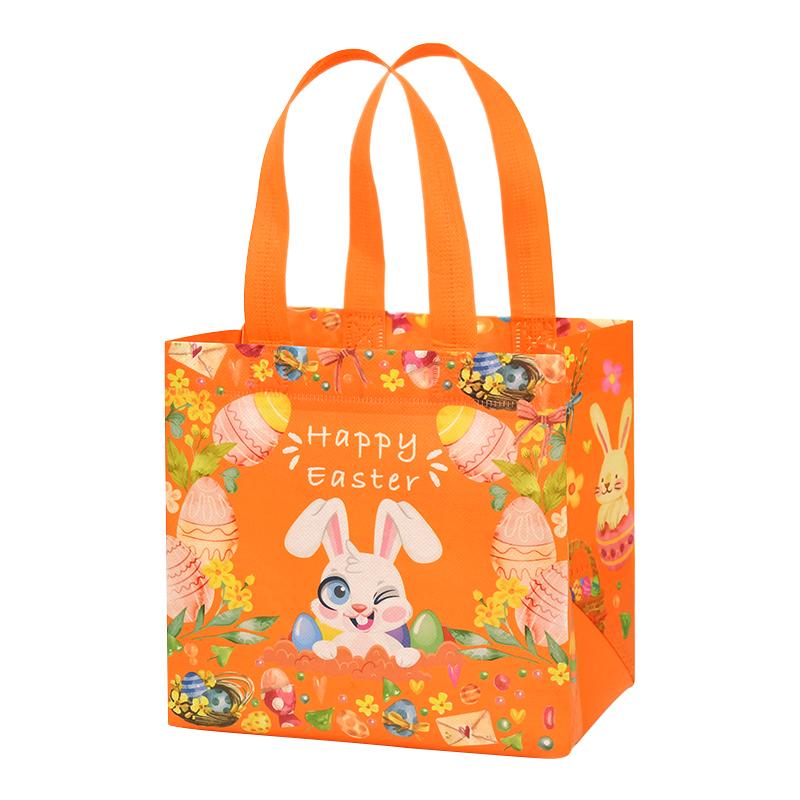 Easter Gift Bags Cute Rabbit Printed Candy Snack Tote Bag Non-Woven Egg Basket Non Woven Happy Easter Party Decoration Supplies