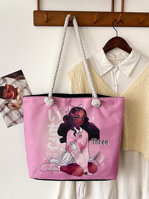 2025 Damska Duża Torba Płócienna: Stylowy nadruk, torba plażowa i na zakupy