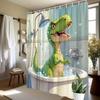 Cartoon Niedlicher Grüner T-Rex Dinosaurier Nimmt Blasenbad in Wanne Dusche Wasser Fliesen Druck Duschvorhang Wasserdicht Schimmelresistent P
