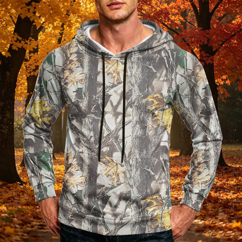 Men's Printed Loose Fit Casual Hoodie with Pocket and Drawstring