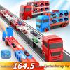 Children's Folding Track Car Set with Ejecting Alloy Cars and Parking Lot Truck