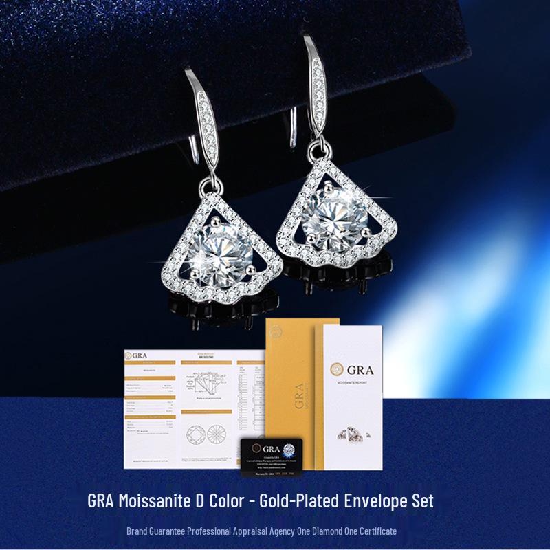 High-End Sterling Silver Moissanite Jewelry Set: Women's Necklace, Ring, and Earrings